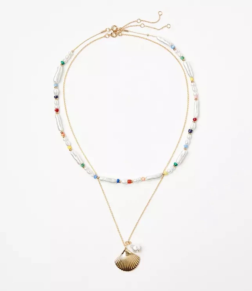 Pearlized Layered Coin Necklace