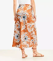 Petite Floral Satin Bias Midi Skirt