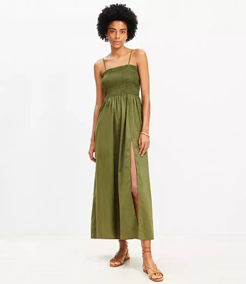 Petite LOFT Smocked Cami Maxi Pocket Dress