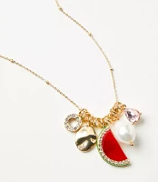 Watermelon Pearlized Pave Cluster Pendant Necklace