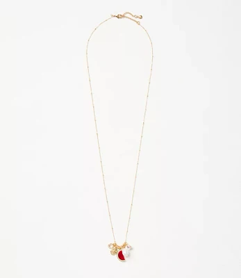 Watermelon Pearlized Pave Cluster Pendant Necklace
