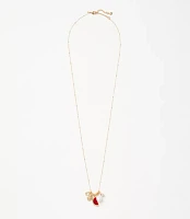 Watermelon Pearlized Pave Cluster Pendant Necklace
