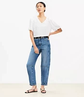 Bubble Sleeve Mixed Media Blouse
