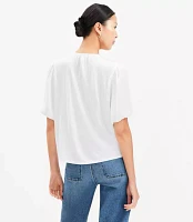 Bubble Sleeve Mixed Media Blouse