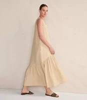 Haven Well Within Linen V-Neck Tiered Midi Dress