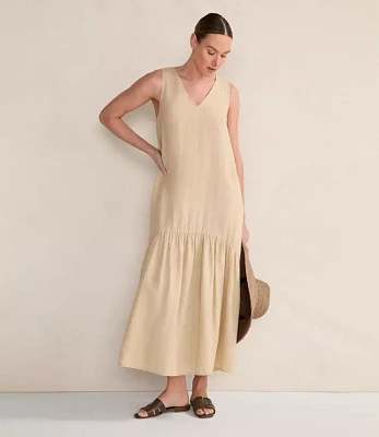 Haven Well Within Linen V-Neck Tiered Midi Dress