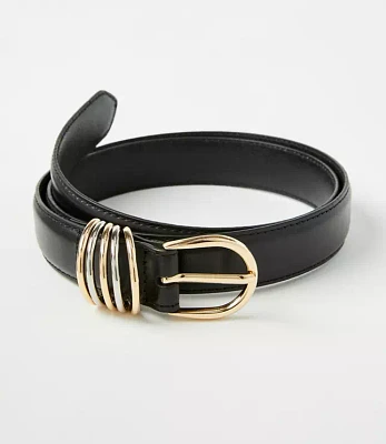 Stacked Metal Keeper Leather Belt