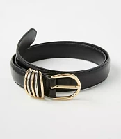 Stacked Metal Keeper Leather Belt