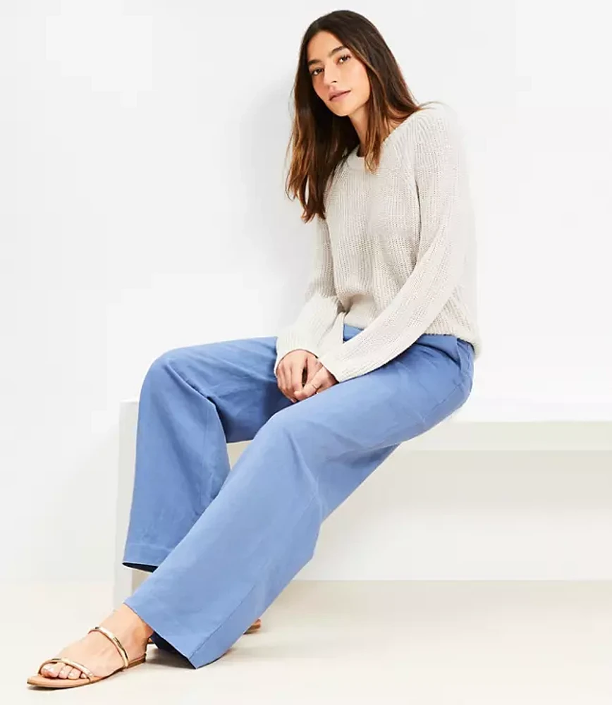 Clean Wide Leg Pants in Linen Blend
