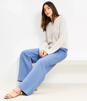 Clean Wide Leg Pants Linen Blend
