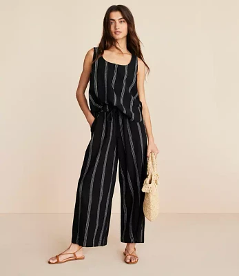 Lou & Grey Striped Linen Cotton Wide Leg Crop Pants