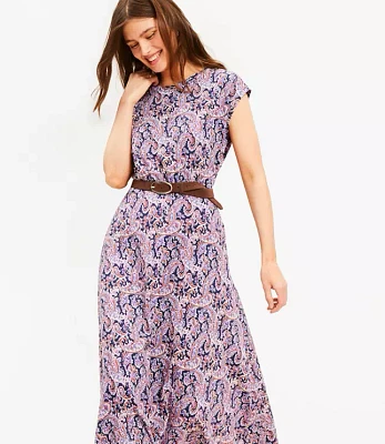 Paisley Cap Sleeve Midi Pocket Dress