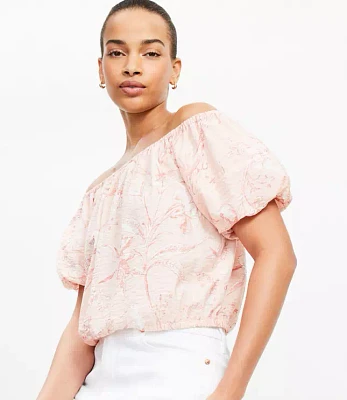 Petite Bird Toile Off The Shoulder Bubble Top