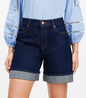 Petite A-Line High Rise Denim Shorts Rinse Wash