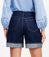 Curvy A-Line High Rise Denim Shorts Rinse Wash