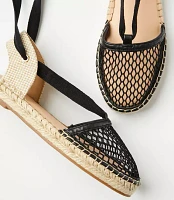 Mesh Lace Up Flat Espadrilles