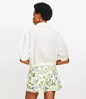 Linen Blend Drawstring Pocket Top