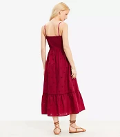 Petite Eyelet Tiered Strappy Midi Dress