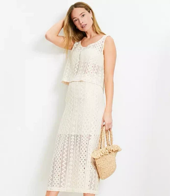 LOFT Beach Geo Crochet Midi Skirt