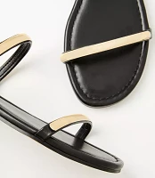 Metallic Trim Double Strap Sandals