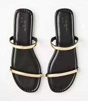 Metallic Trim Double Strap Sandals