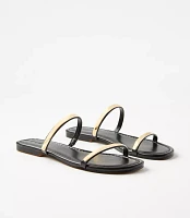 Metallic Trim Double Strap Sandals