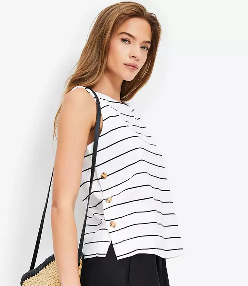 Striped Side Button Tank Top