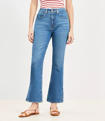 Curvy Vent Hem High Rise Kick Crop Jeans Medium Vintage Indigo Wash
