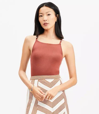Petite Ribbed Square Neck Sweater Tank Top