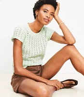 Petite Chevron Pointelle Sweater Tee