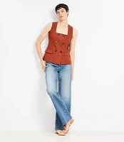 Petite Cotton Linen Double Breasted Vest