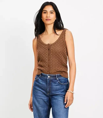 Petite Crochet Button Sweater Tank Top