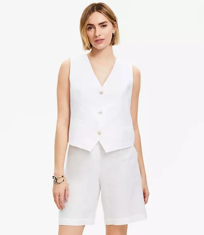 Linen Cotton Pocket Vest