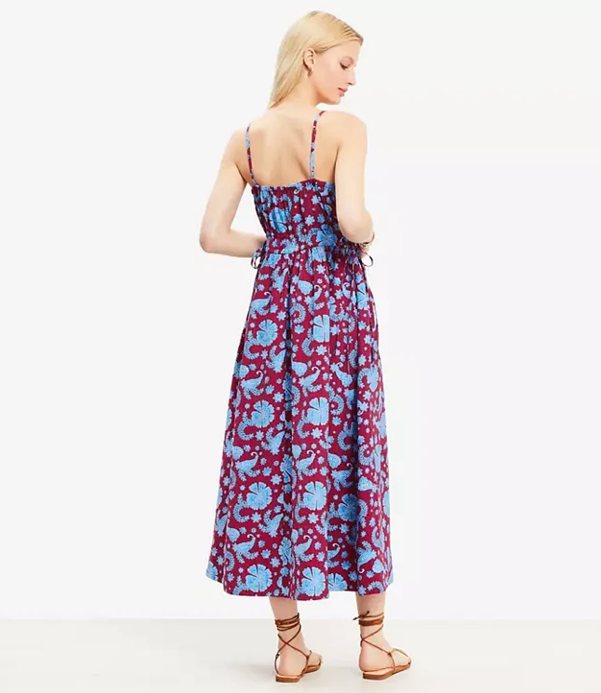 Petite Floral Side Tie Midi Pocket Dress