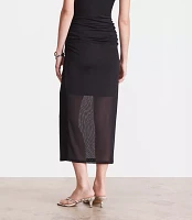 LOFT Versa Mesh Ruched Midi Skirt