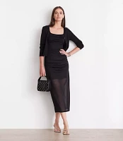 LOFT Versa Mesh Ruched Midi Skirt