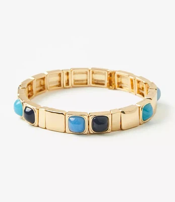 Cast Metal Chicklet Stretch Bracelet