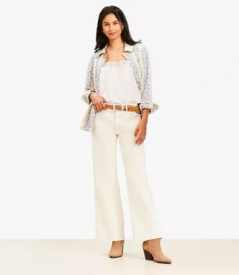 Petite Mid Rise Wide Leg Jeans Ivory