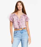 Paisley Chiffon Ruffle Top
