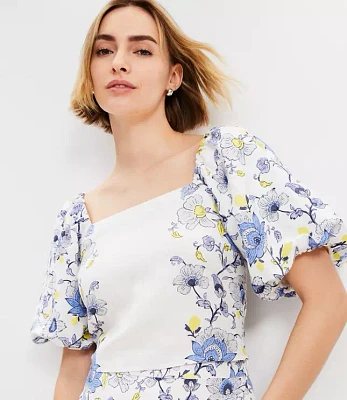 Garden Linen Blend Bubble Sleeve Top