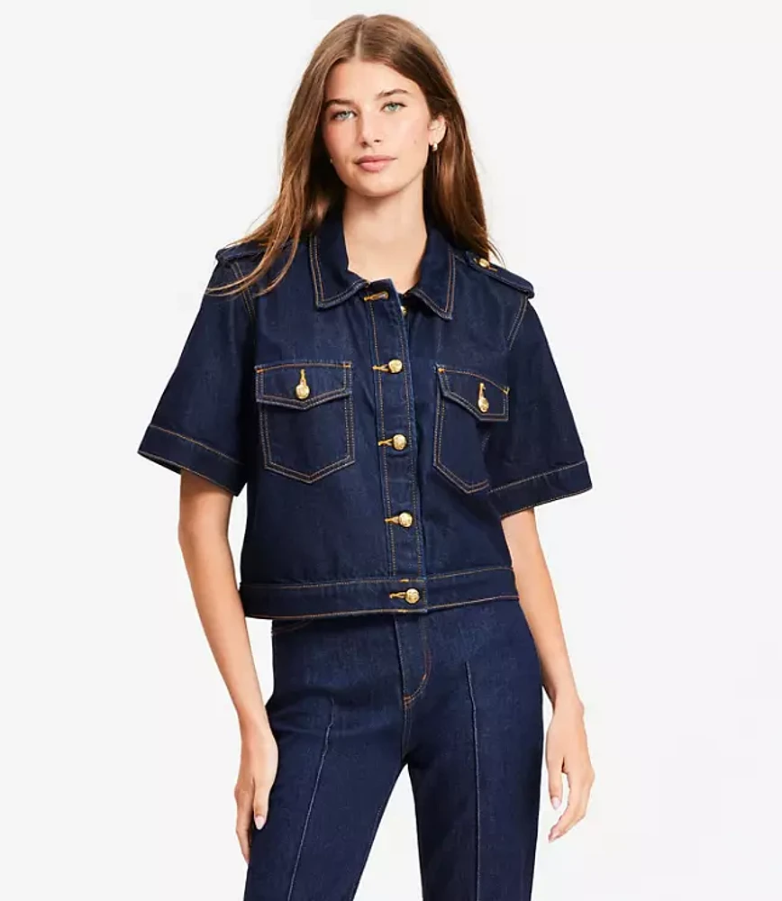 Short Sleeve Denim Jacket Classic Rinse Wash