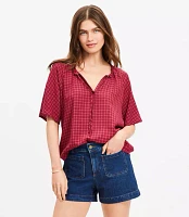Plaid Tie Neck Blouse