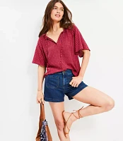 Plaid Tie Neck Blouse