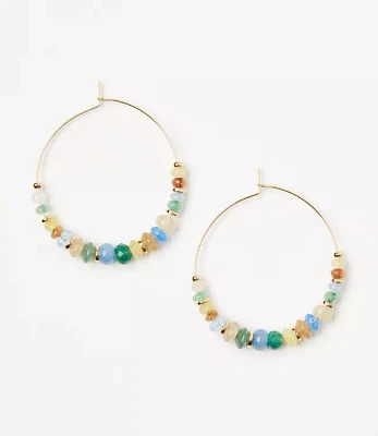 Multicolored Beaded Hoop Earrings