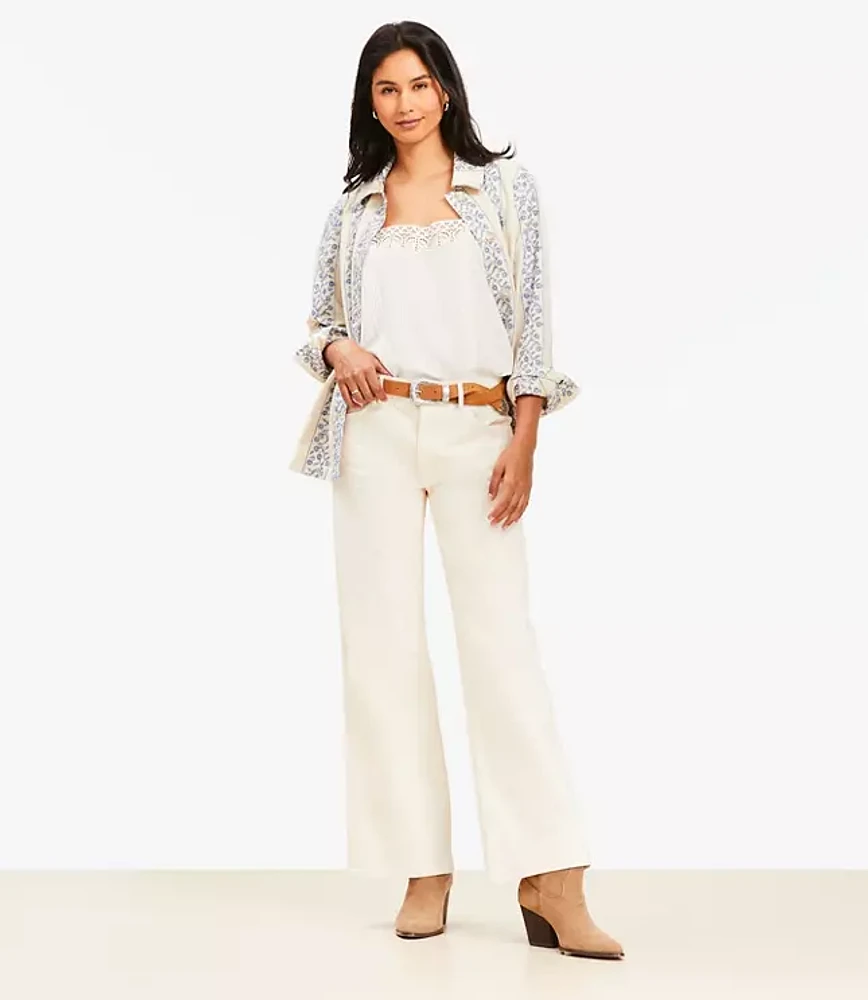 Mid Rise Wide Leg Jeans Ivory