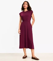 Petite Cap Sleeve Midi Pocket Dress