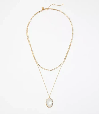 Mother Of Pearl Layered Pendant Necklace