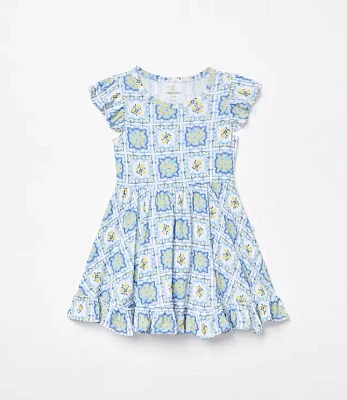 Posh Peanut X LOFT Lemon Cap Sleeve Ruffled Twirl Dress