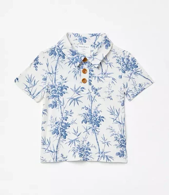 Posh Peanut X LOFT Palm Short Sleeve Collared Henley Top