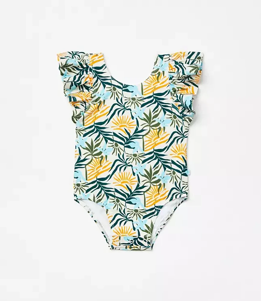 Posh Peanut X LOFT Sunset One Piece Ruffled Flutter Sleeve Swimsuit